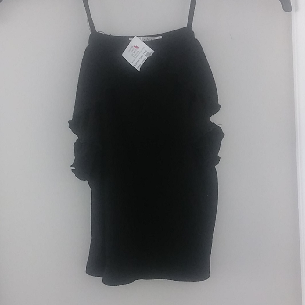 New black ruffled Gothic black crop top size medium